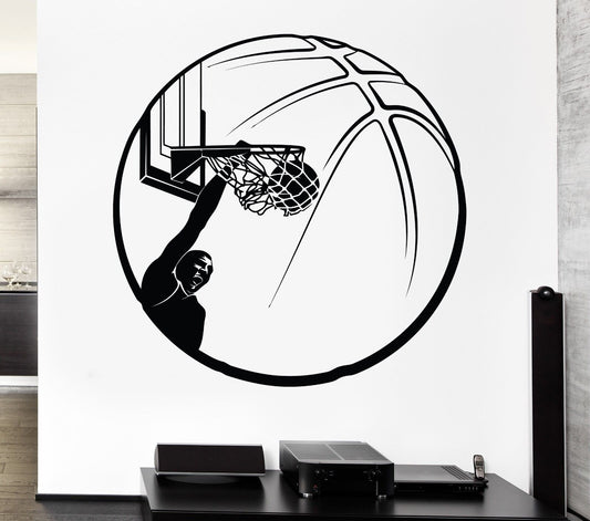 Wandaufkleber, Basketball, Ring, Ball, Sportfans, Vinyl-Aufkleber (ig635)