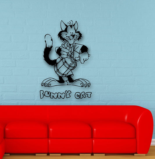 Wall Stickers Vinyl Decal Funny Cat Animals for Kids Room Nursery (ig607)