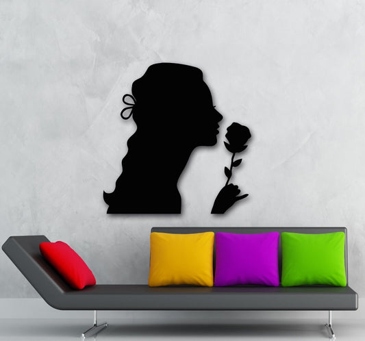 Wall Stickers Vinyl Decal Silhouette Sexy Girl with Rose (ig598)