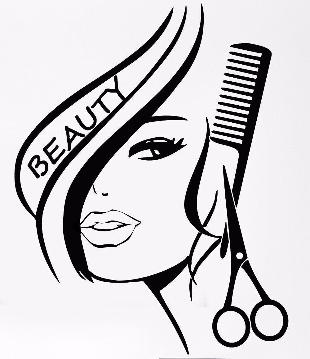 Vinyl Decor Wall Sticker Hair Beauty Salon Barbershop Sexy Girl Decor (ig1736)