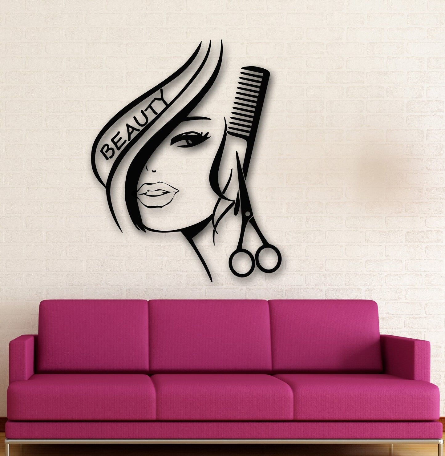 Vinyl Decor Wall Sticker Hair Beauty Salon Barbershop Sexy Girl Decor (ig1736)