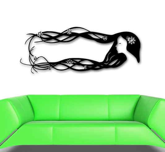 Wall Sticker Vinyl Decal Girl Long Hair Hairdressing Salon Haircut (ig561)