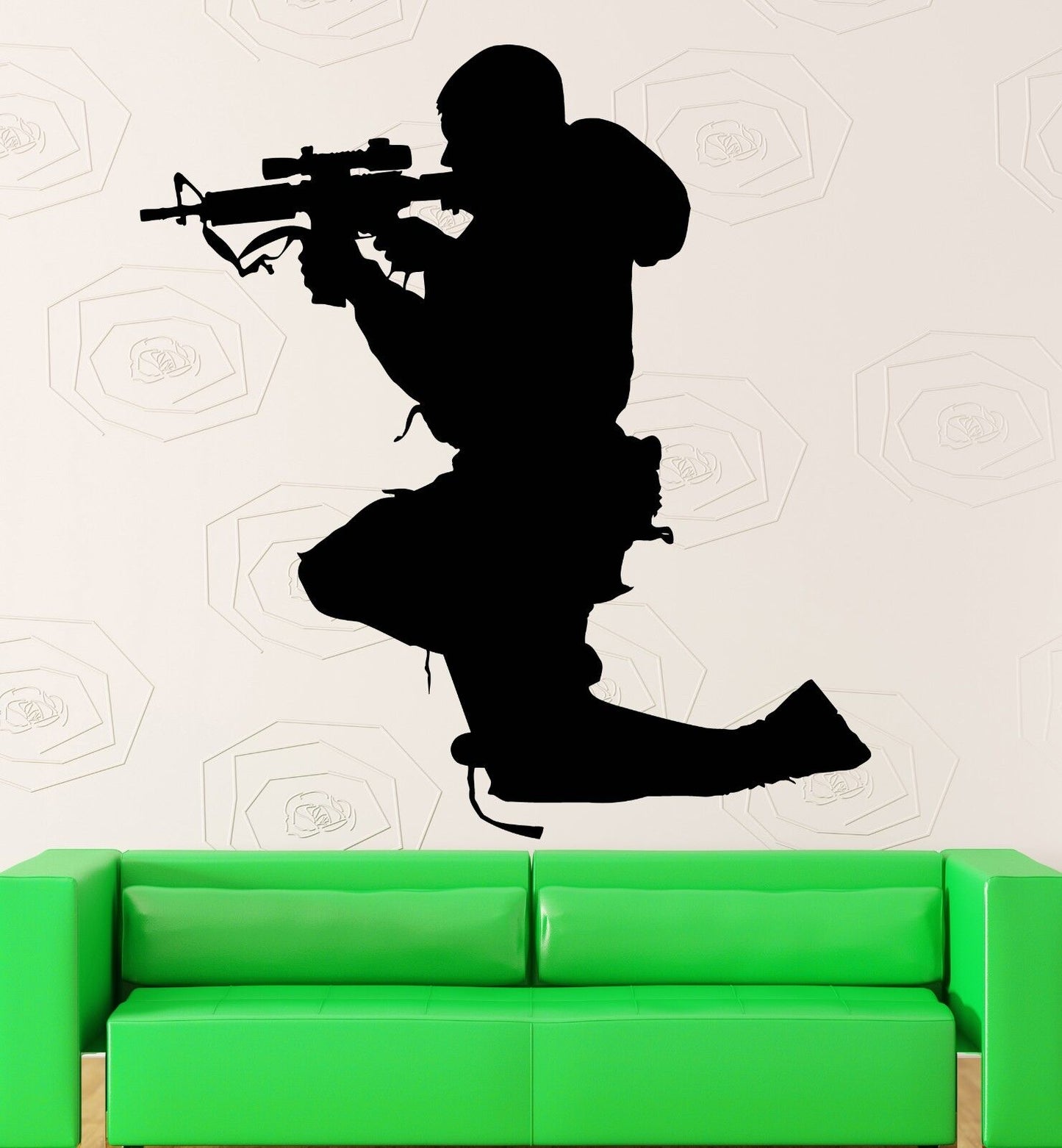 Autocollant mural en vinyle, autocollant de soldat Sniper, décor militaire de l'armée, fusil (z1034)