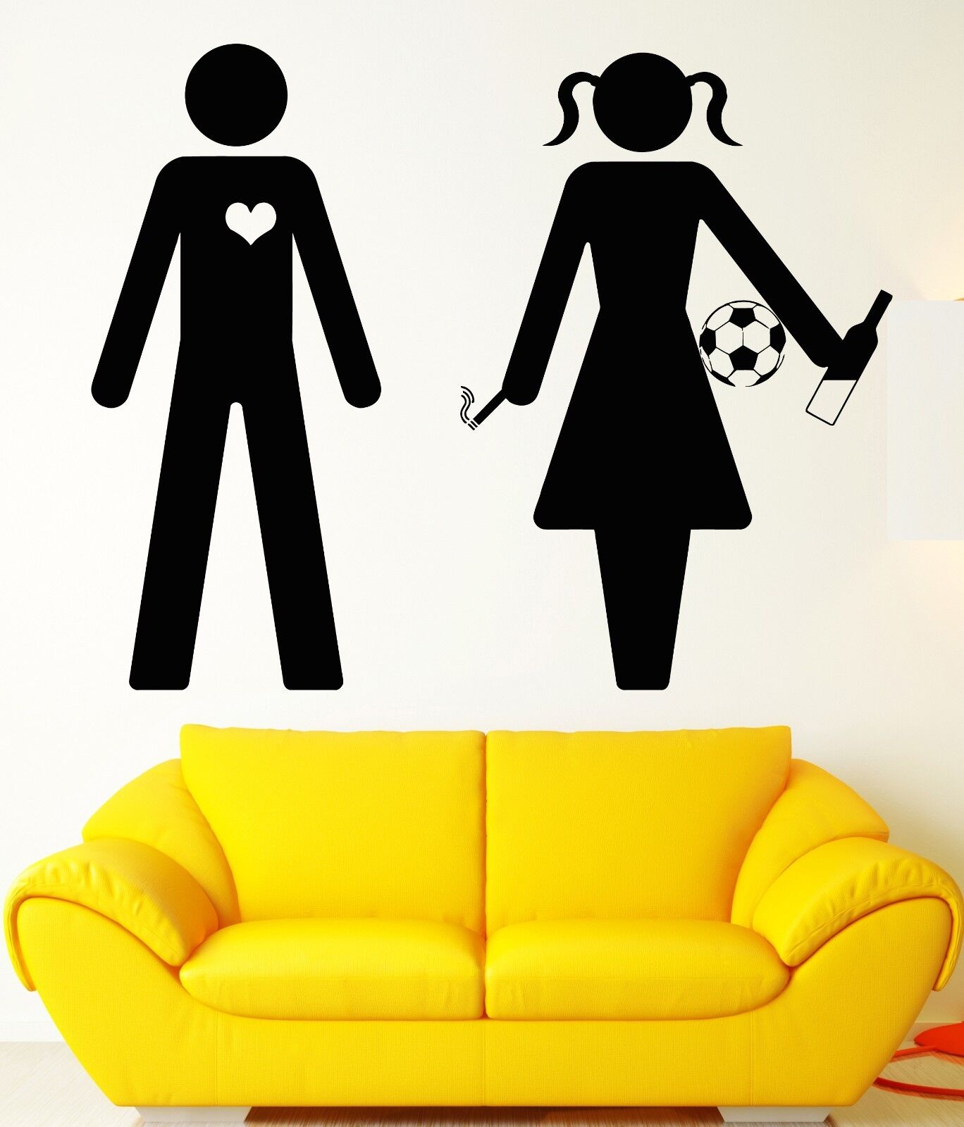 Wall Sticker Vinyl Decal In Love With Bad Girl Smoking Drinking Soccer (z1054)