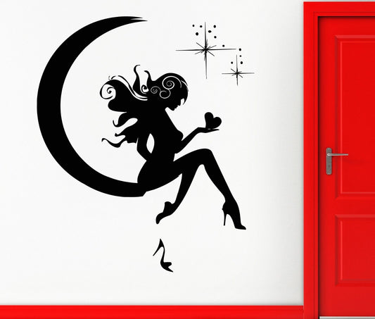 Wall Sticker Vinyl Decal Girl Fairy Moon Star Dreams Teen Decor  (z1082)