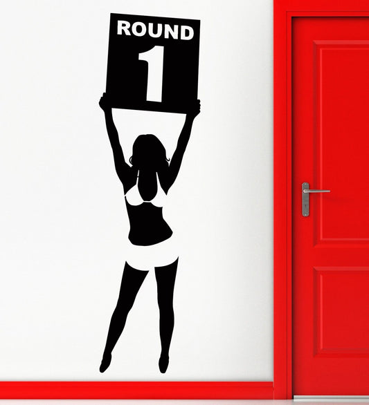 Wall Sticker Vinyl Decal Ring Girl Round One Boxing Martial Arts Decor  (z1101)