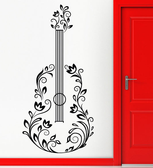 Wall Sticker Vinyl Decal Music Guitar Made Off Flower Romantic Song  (z1110)