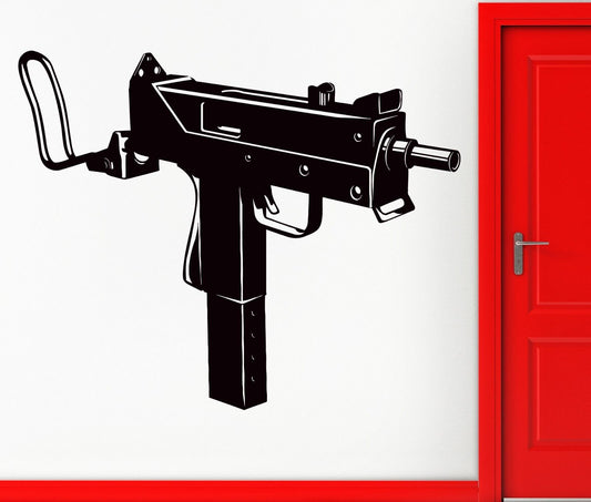 Wall Sticker Vinyl Decal Uzi Submachine Gun Weapon Army Military Decor (z1116)