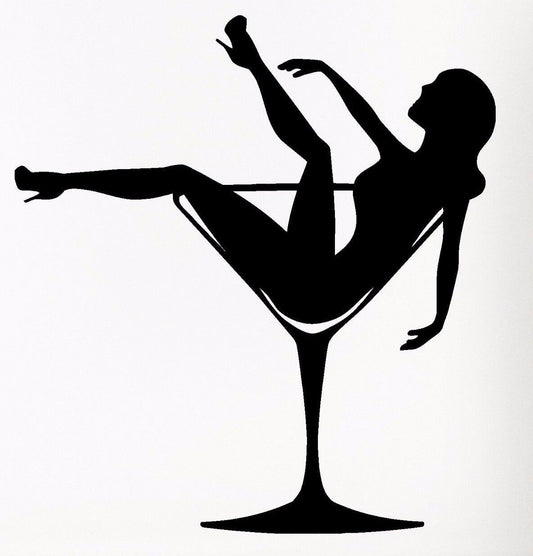 Vinyl Decal Wall Sticker James Bond Sexy Nude Girl Woman Martini Glass (z1122)