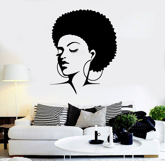 Wall Stickers Vinyl Decal Black Lady Sexy Hot Girl Hair Beauty (ig1633)