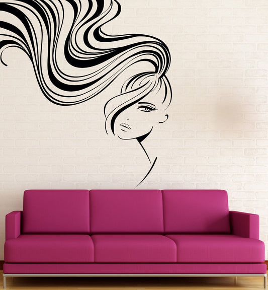 Wall Stickers Vinyl Decal Beautiful Woman Hair Hairstyle Beauty Spa (ig1709)