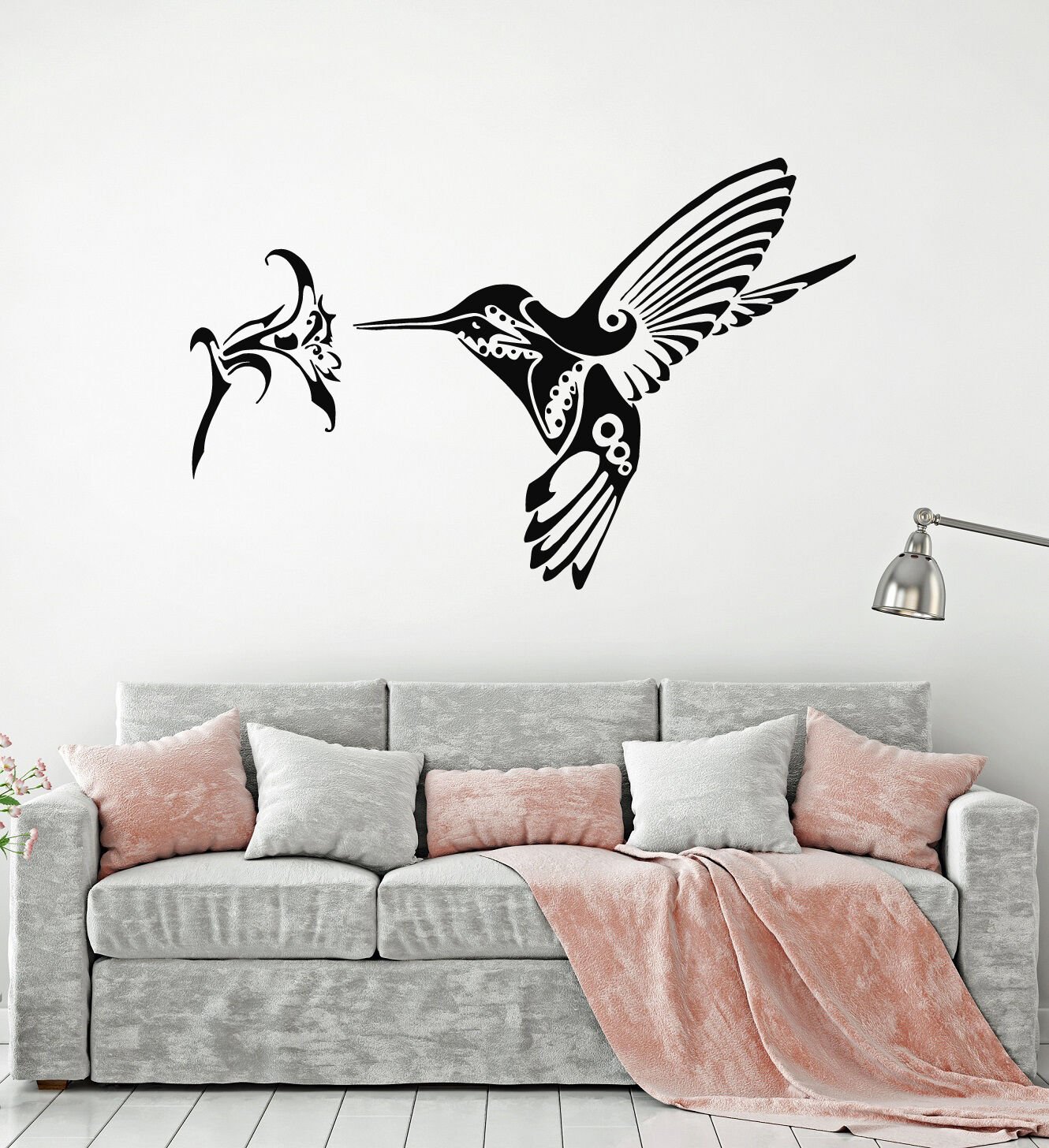 Wall Stickers Vinyl Decal Hummingbird bird flower Great Rooms Decor (ig1752)