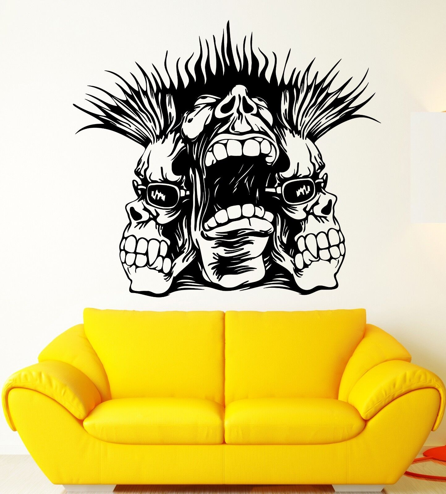 Wall Stickers Vinyl Decal Skull Punk Scream Cool Teen Room Decor (ig1763)