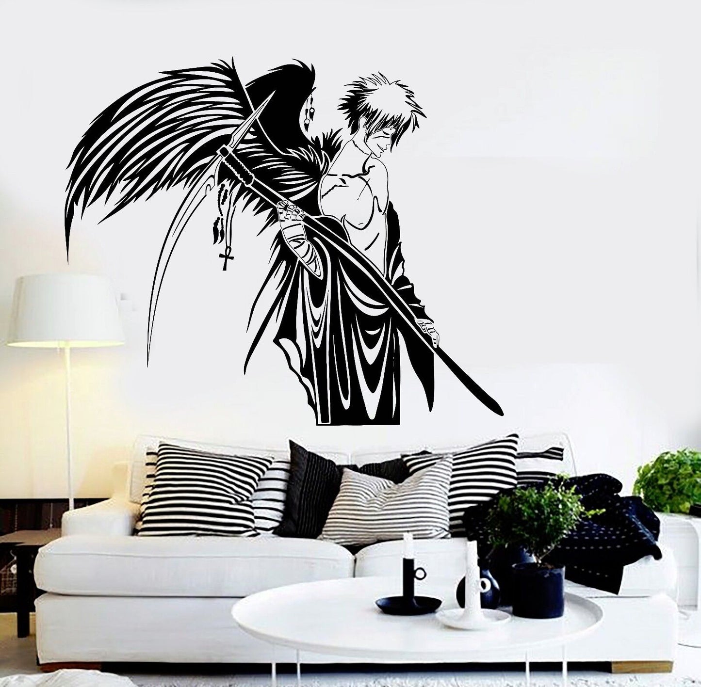 Wall Stickers Vinyl Decal Angel of Death Warrior Wings Anime Manga (ig1781)