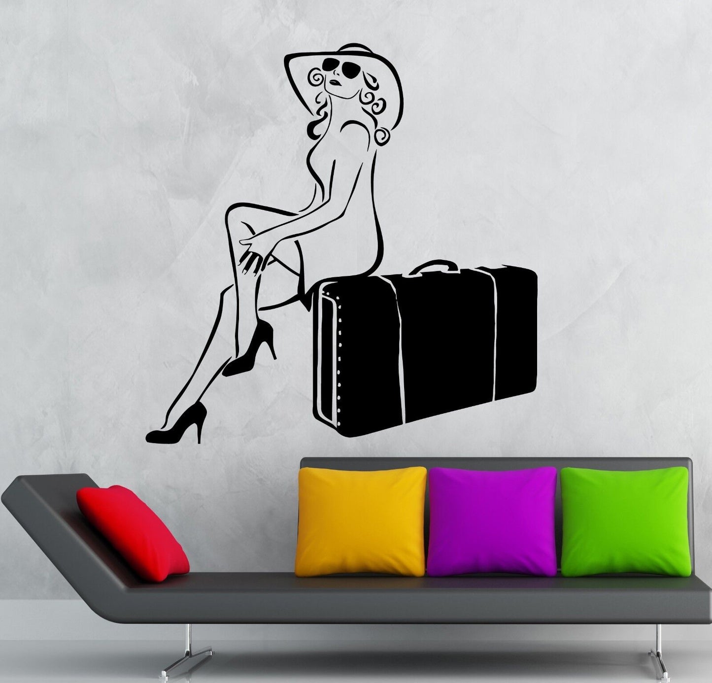 Wall Stickers Vinyl Decal Sexy Girl Travel Suitcase Tourist Vacation (ig1793)