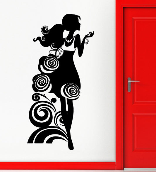 Wall Stickers Vinyl Decal Silhouette Beautiful Girl Fashion Style Shop (ig1812)