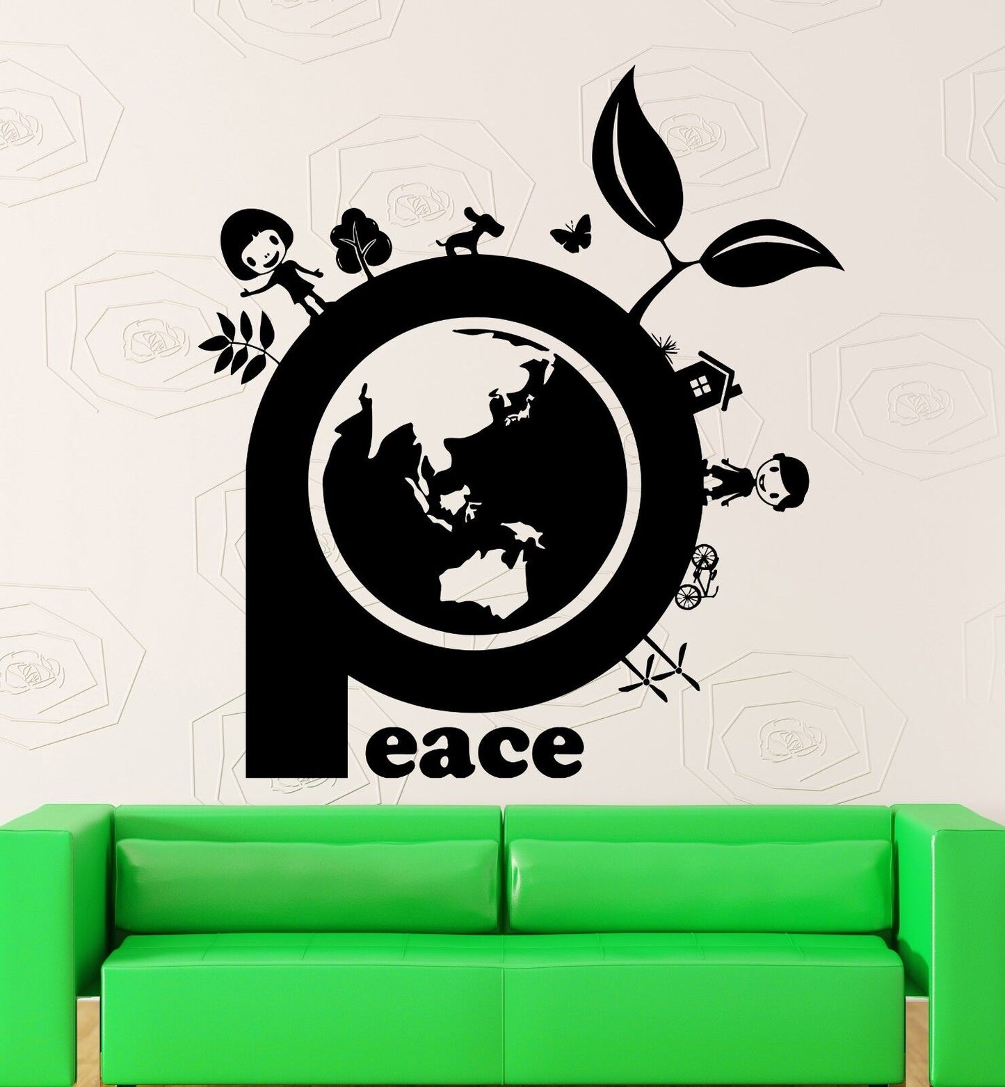 Autocollant mural en vinyle, paix, environnement, Nature, décor Hippie (ig1839)