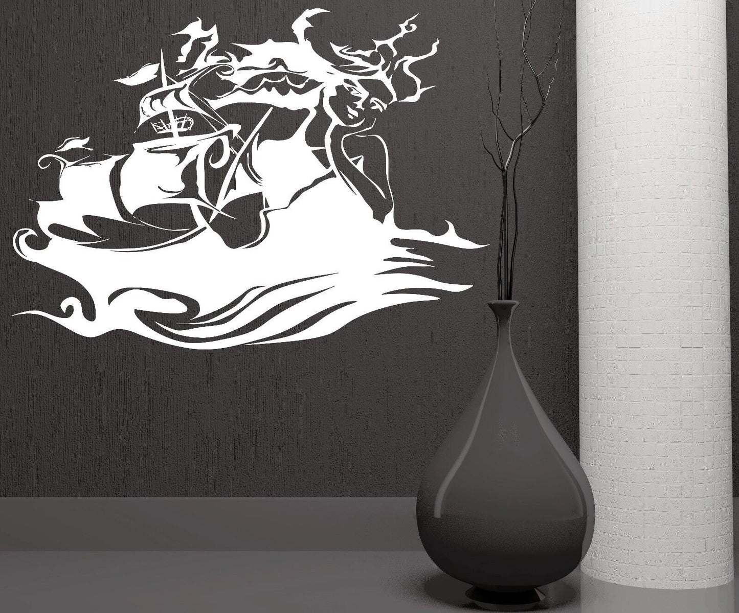 Wall Sticker Vinyl Decal Pirate Ship Wave Ocean Sea Marine Decor (ig1840)