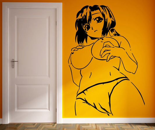 Autocollant mural en vinyle, belle femme nue, Anime Manga, fille chaude sexy (M001)