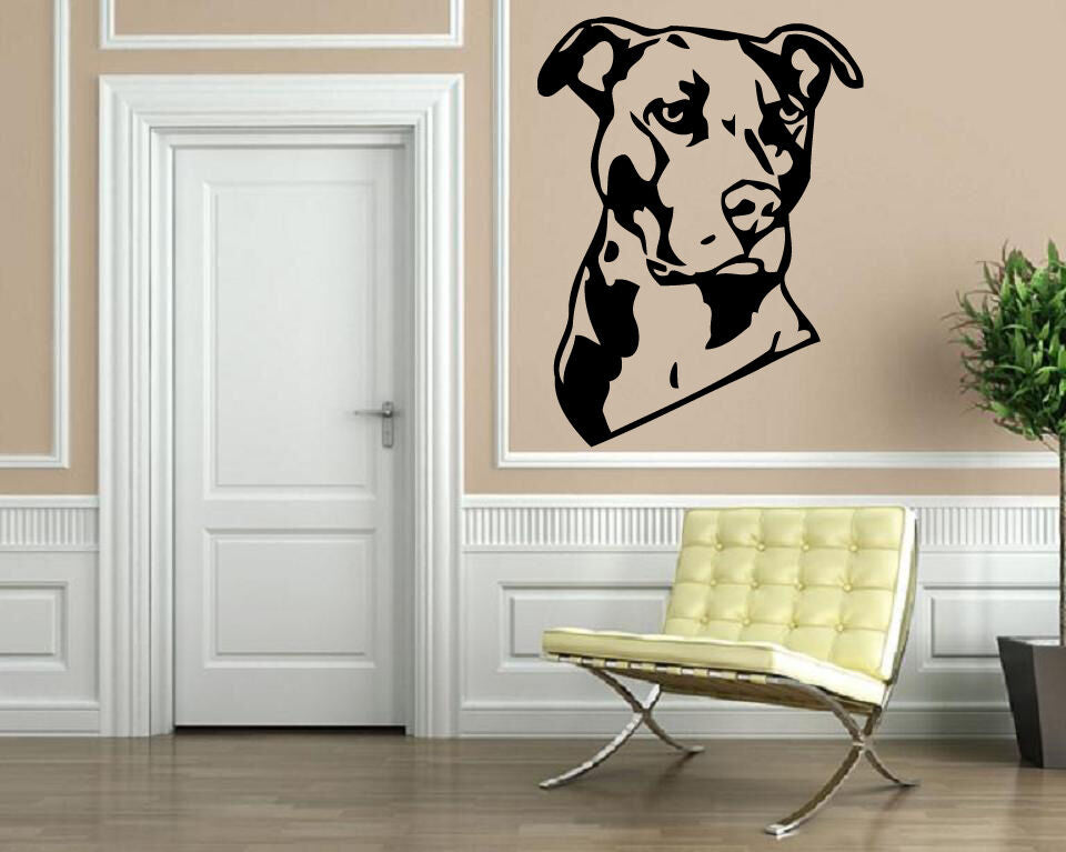 Wall Vinyl Sticker Decal Pitbull Dog Animal Pet Personal Guard Decor (M384)