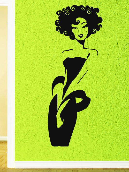 Wall Vinyl Sticker Decal Sexy Afro Girl Beautiful Black Chick Salon Spa (z603)