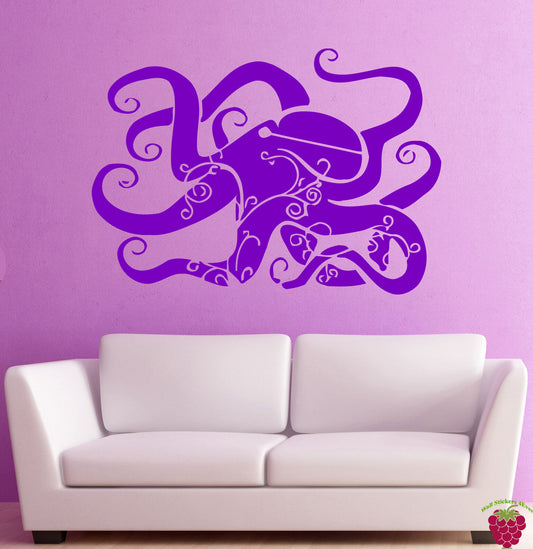 Wall Vinyl Sticker Decal Octopus Sea Ocean Marine Decor Sand Beach House (m484)