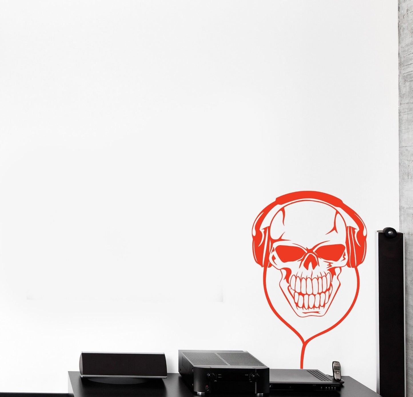 Wall Vinyl Sticker Decal Skull in Headphones Music Notes Decor (z1081)