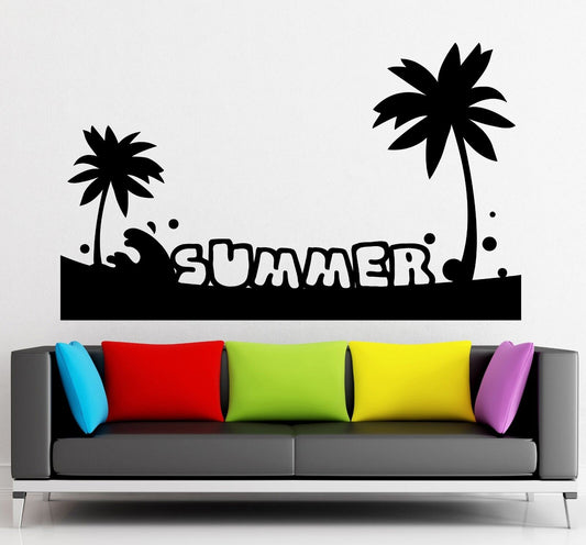 Wall Stickers Summer Palm Beach Recreation Tourism Mural Vinyl Decal (ig1909)