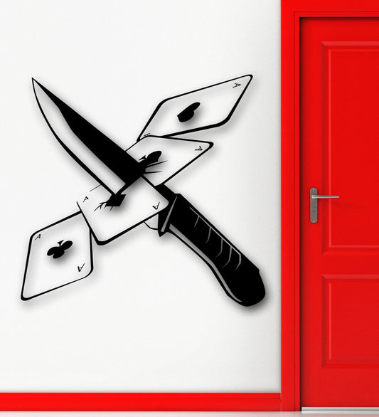 Wall Stickers Cards Poker Gambling Mafia Knife Art Mural Vinyl Decal (ig1912)