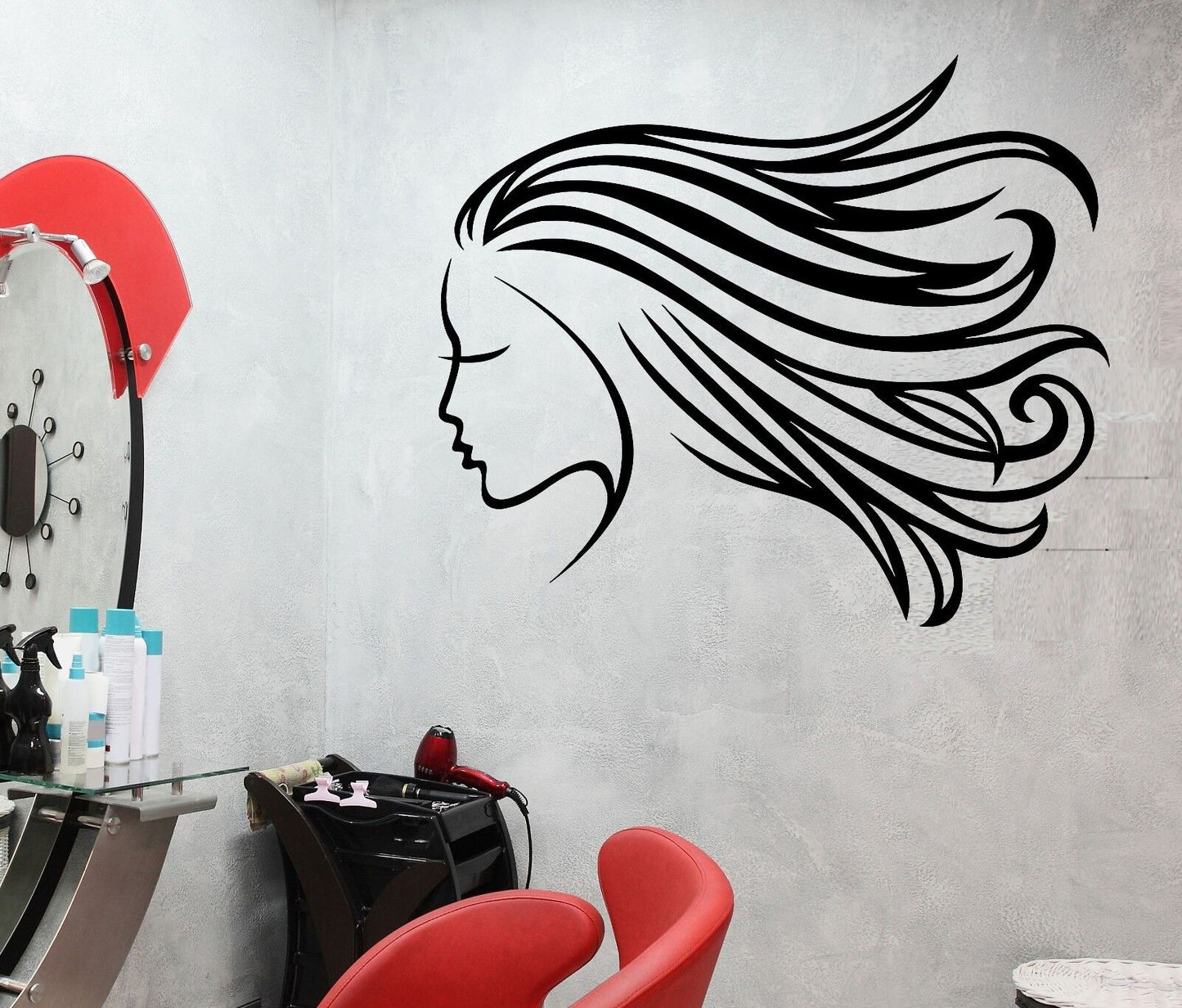 Wall Sticker Beauty Salon Hair Barber Stylist Spa Mural Vinyl Decal (ig1929)