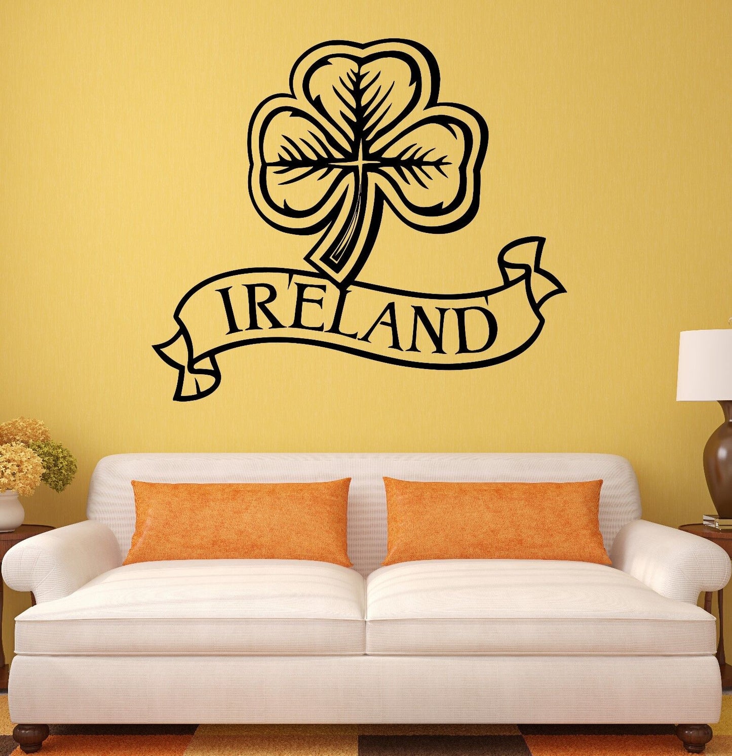 Autocollant mural irlandais Shamrock mascotte Art Mural vinyle autocollant (ig1937)