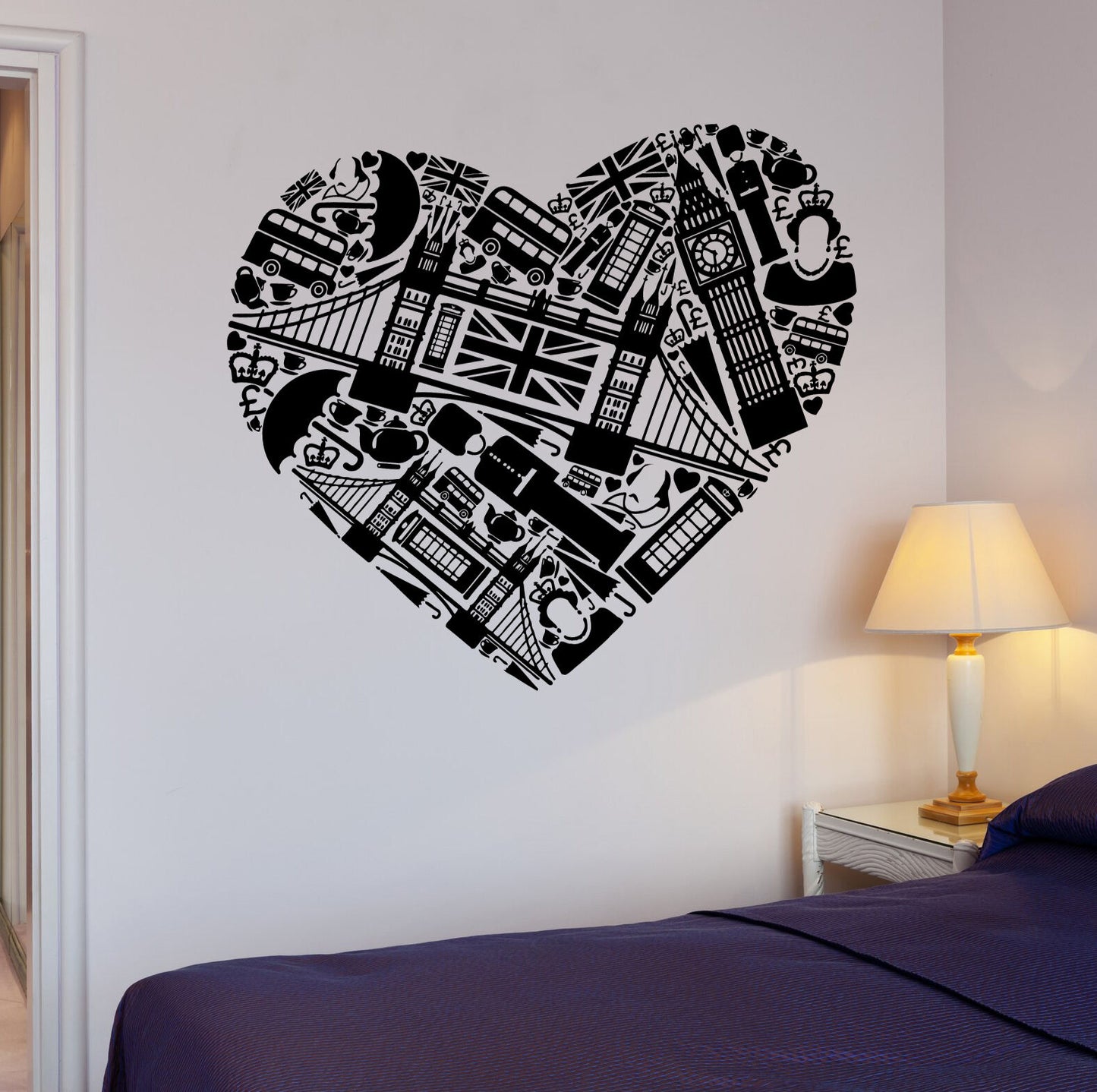 Stickers muraux Angleterre Anglais Londres Love Big Ben Mural Vinyl Decal (ig1942)