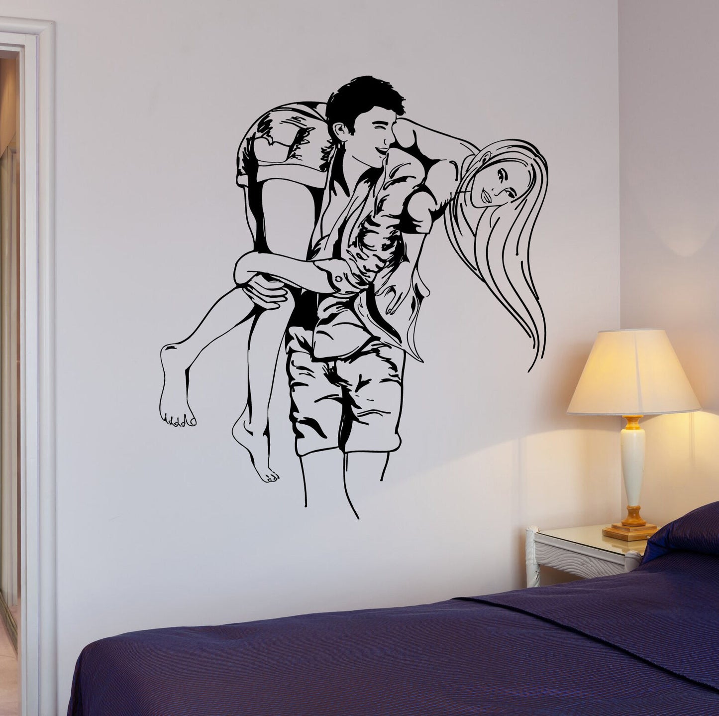 Wall Stickers Couple in Love Romantic Bedroom Decor Mural Vinyl Decal (ig1950)