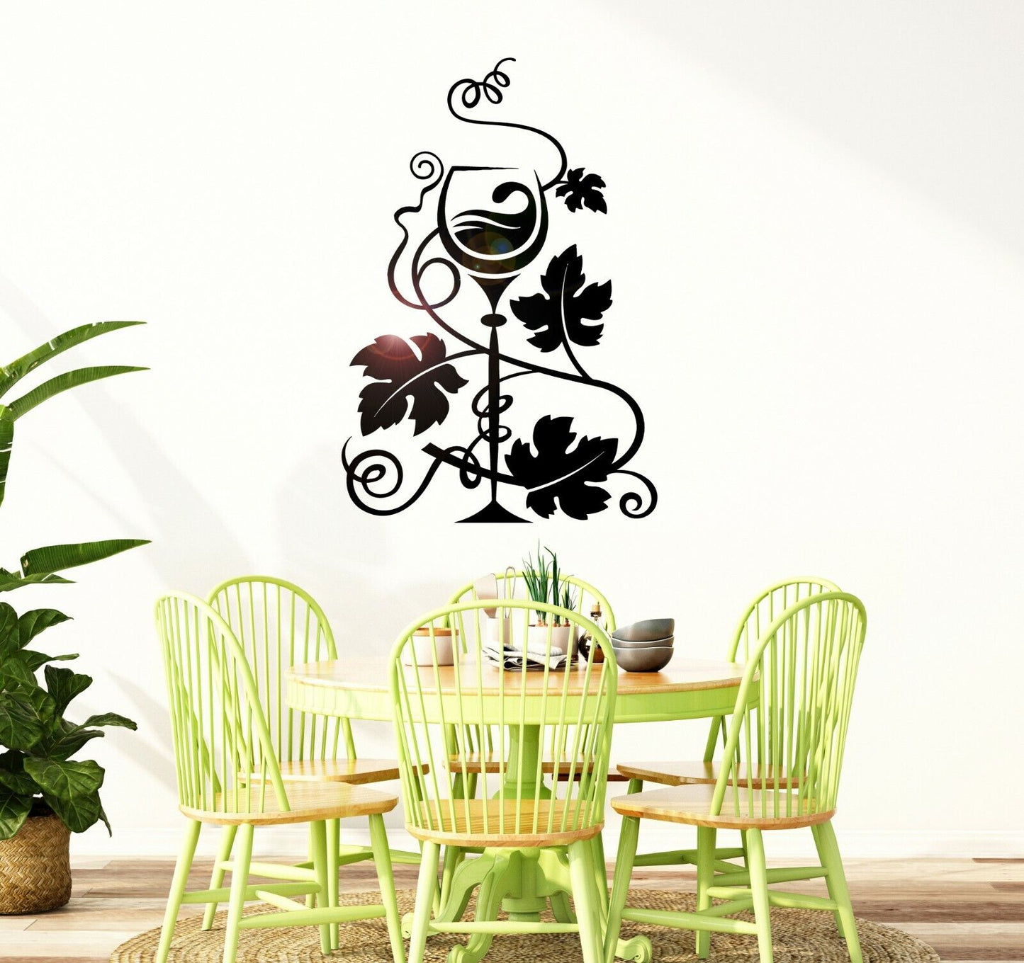 Vinyl Wall Decal Wine Glass Grapes Restaurant Kitchen Mural Stickers (ig1959)