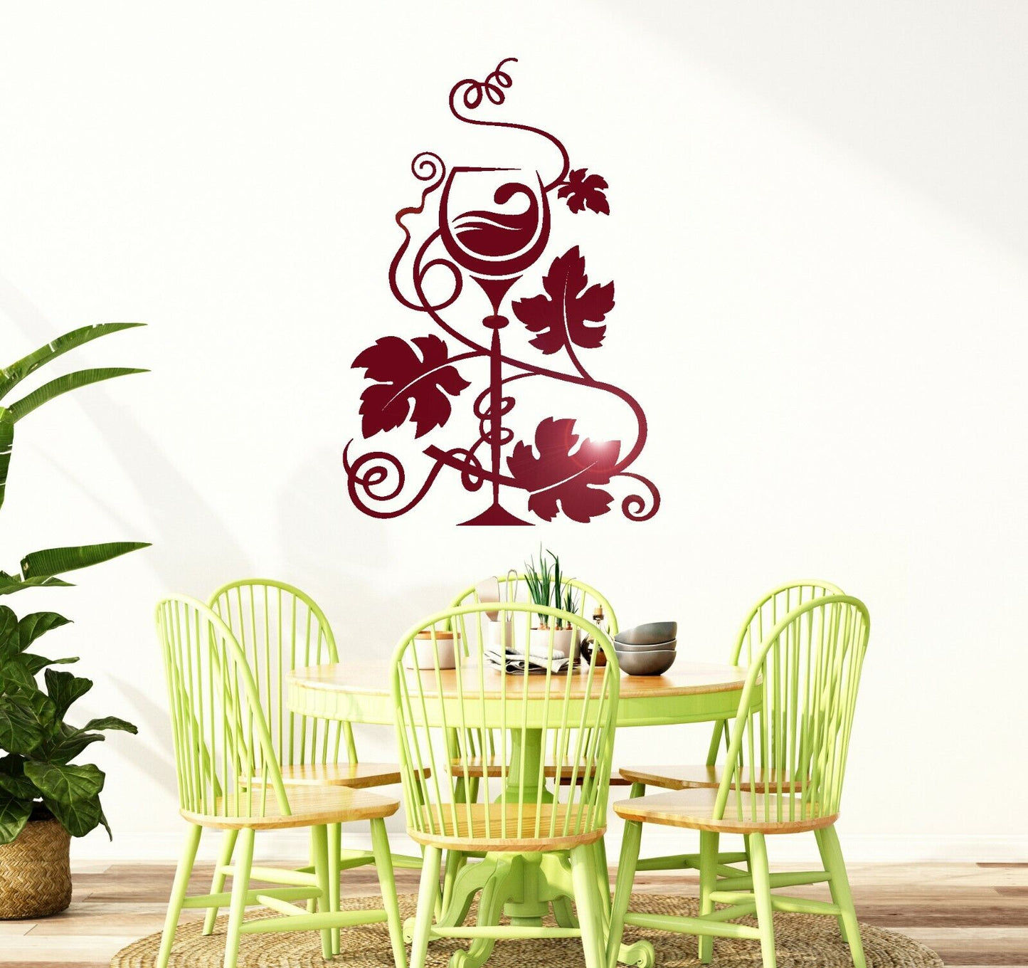 Vinyl Wall Decal Wine Glass Grapes Restaurant Kitchen Mural Stickers (ig1959)