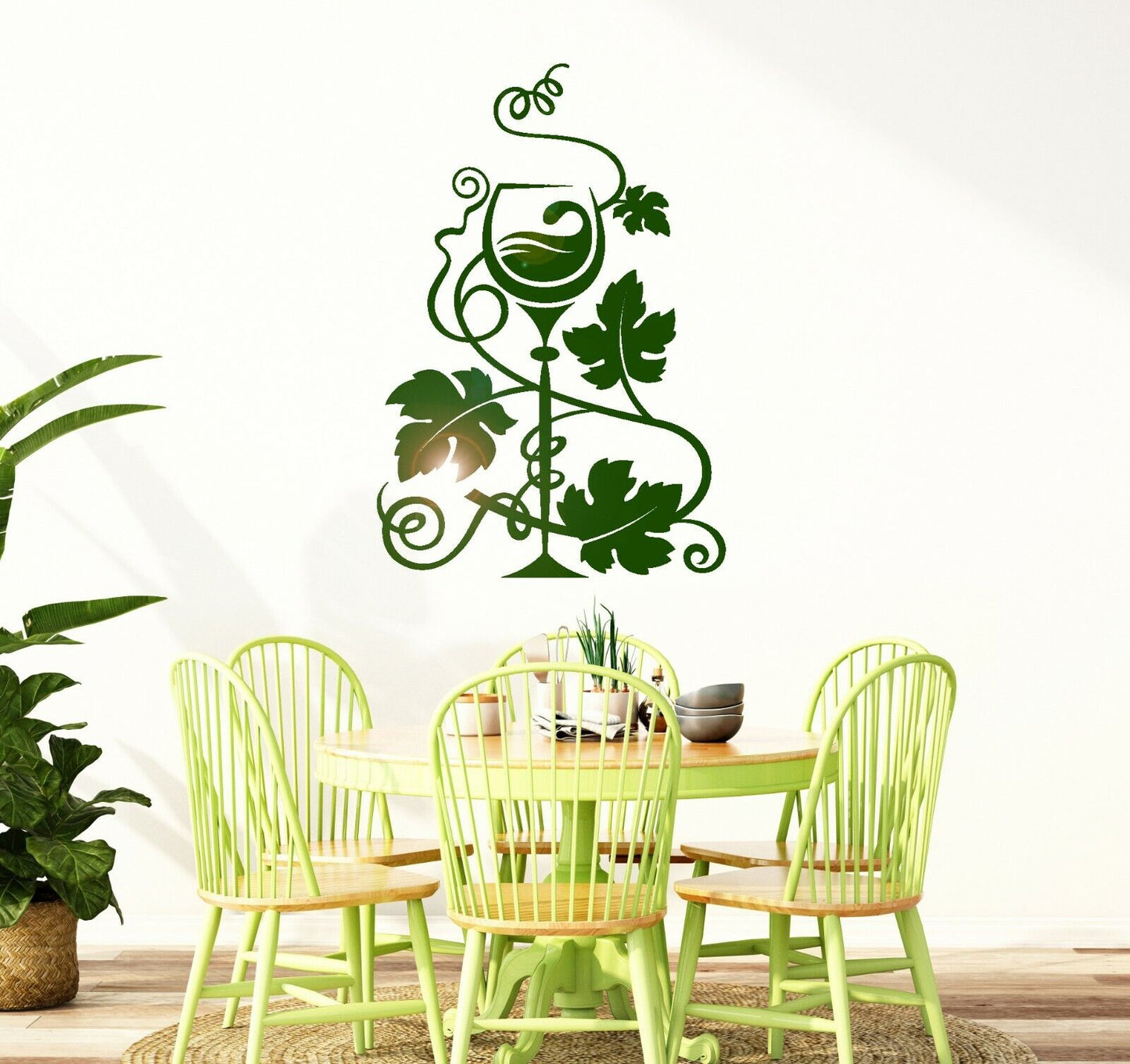 Vinyl Wall Decal Wine Glass Grapes Restaurant Kitchen Mural Stickers (ig1959)