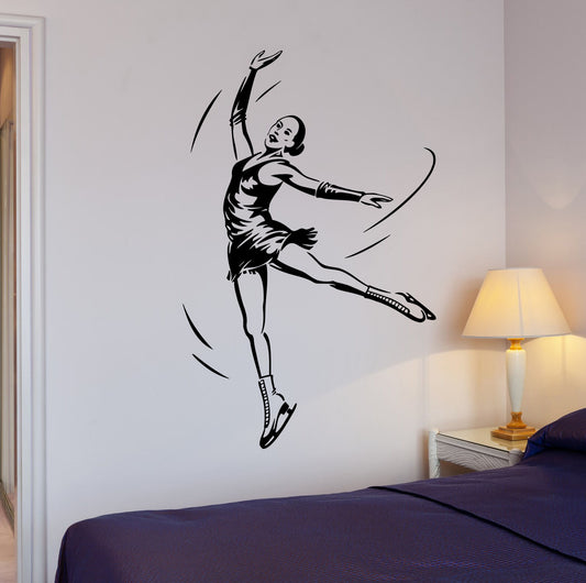 Wall Stickers Figure Skating Dance Ice Sports Girl Vinyl Decal (ig1970)