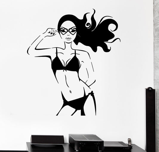 Autocollants muraux en vinyle pour fille et femme, maillot de bain pour adolescentes, Art Mural, décalcomanie (ig1972)