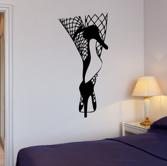 Wall Stickers Hot Sexy Woman Legs Fishnet Tights Mural Vinyl Decal (ig1987)