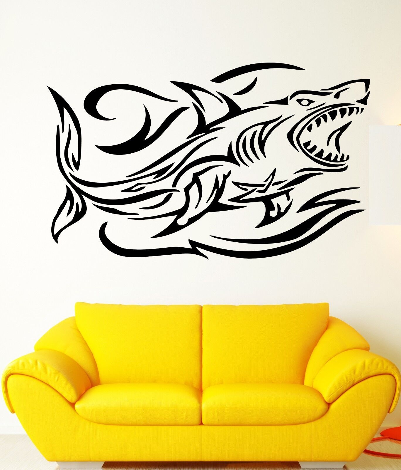 Stickers muraux requin et vagues océan prédateur marin art mural vinyle autocollant (m288)