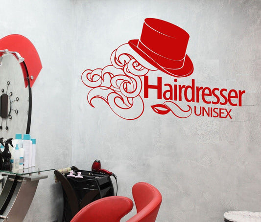 Wandaufkleber, Friseursalon, Friseur, Unisex, Beauty Stylist, Vinyl-Aufkleber (ig2018)