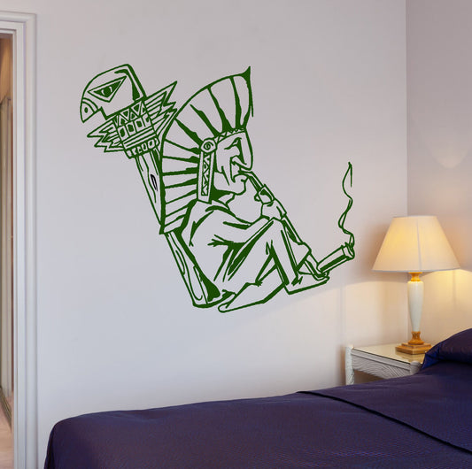 Wall Stickers Shaman Smokes Marijuana Weed Hippie Art Vinyl Decal (ig2020)