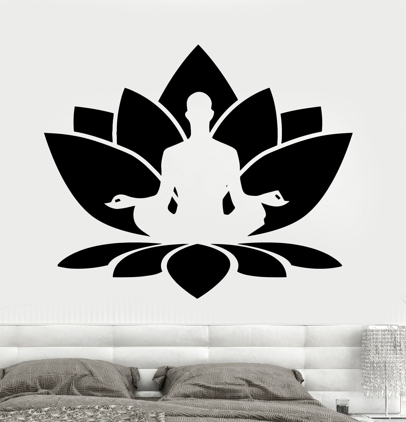 Vinyl Decal Wall Sticker Lotus Flower Buddha Om Meditation Yoga Studio (z2910)