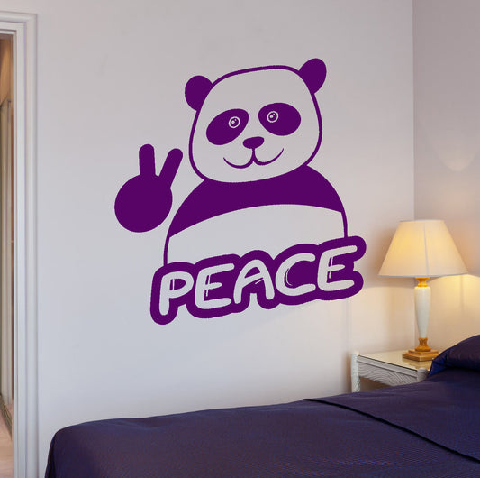 Wall Stickers Funny Panda Peace Hippie Pacifism Art Mural Vinyl Decal (ig2030)