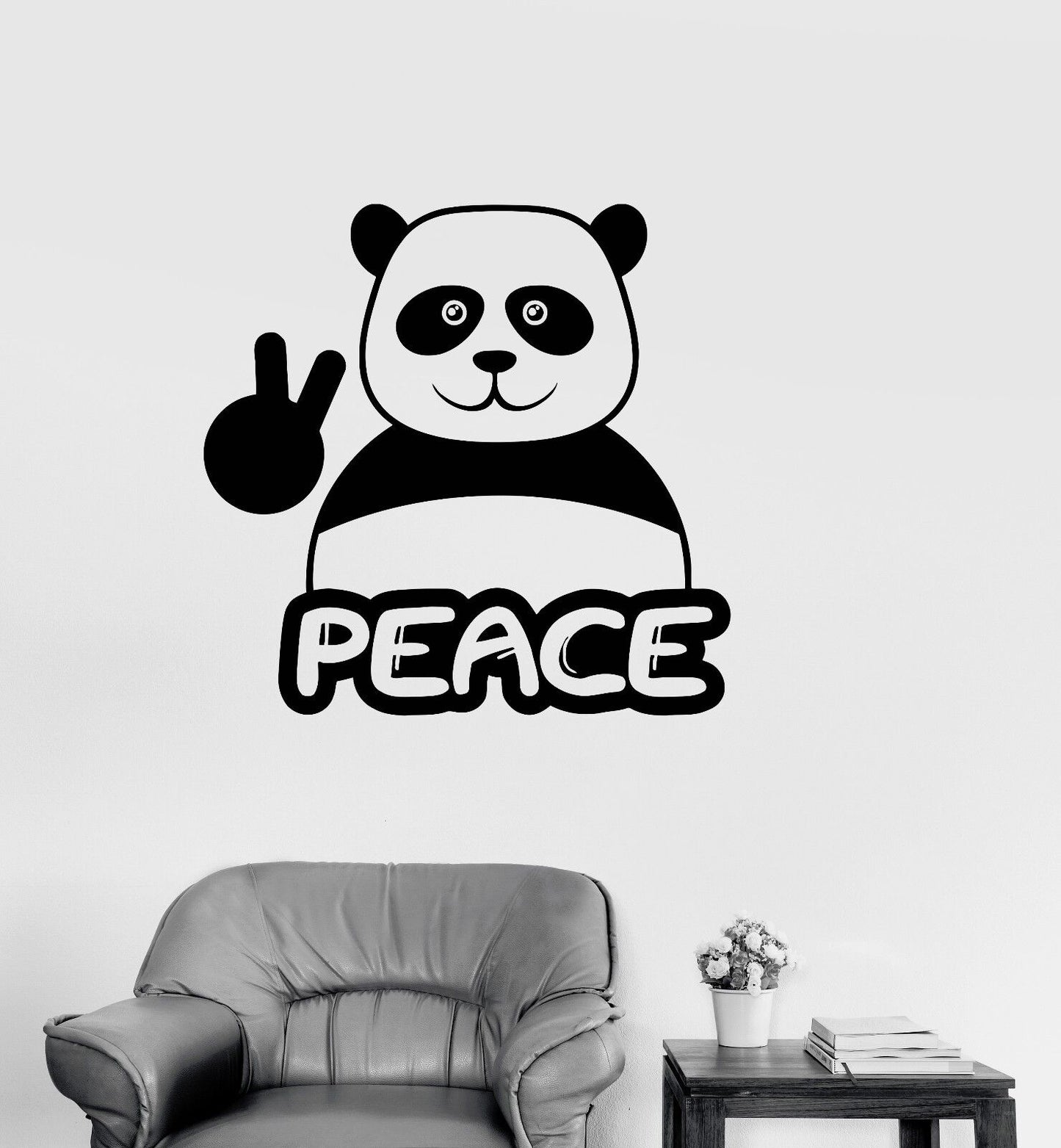 Stickers muraux drôle panda paix hippie pacifisme art mural vinyle décalque (ig2030)