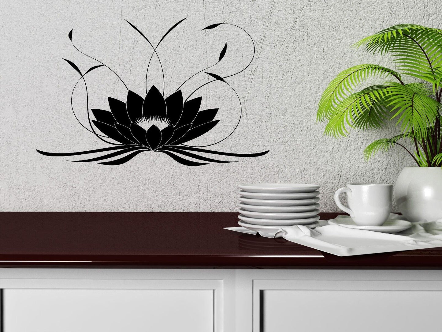 Fleur de Lotus bouddha Yoga Studio méditer décor autocollant mural vinyle décalque (z2905)