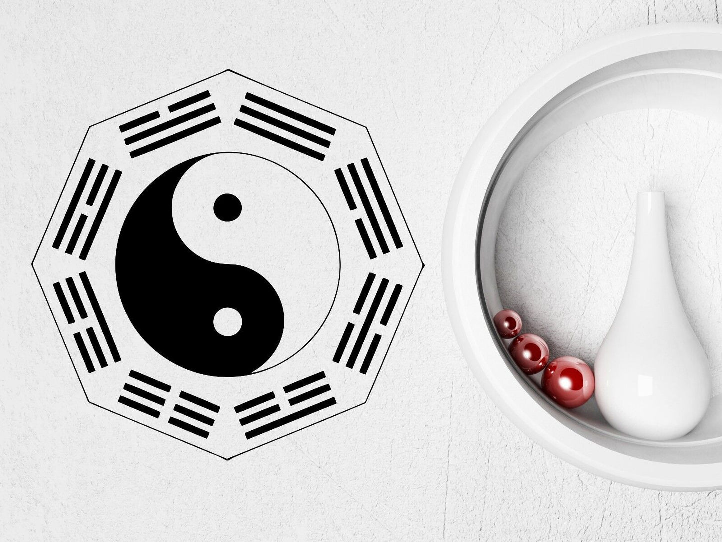 Wall Vinyl Sticker Yin Yang Trigram Element Meditation Yoga Studio Decor (z2904)