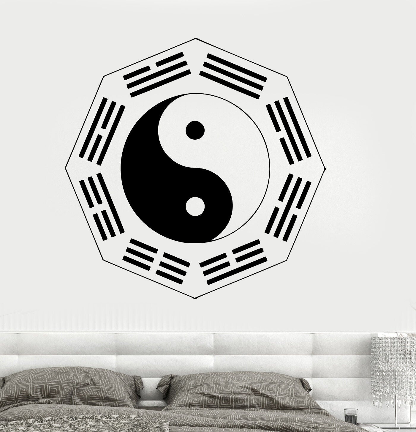 Autocollant mural en vinyle, élément de trigramme Yin Yang, décor de studio de méditation et de Yoga (z2904)