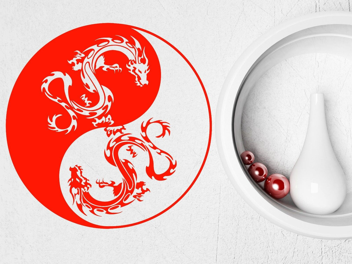 Wandaufkleber aus Vinyl, Yin und Yang, Drachen, Kreis, Meditation, Yogastudio, Dekor (z2902)