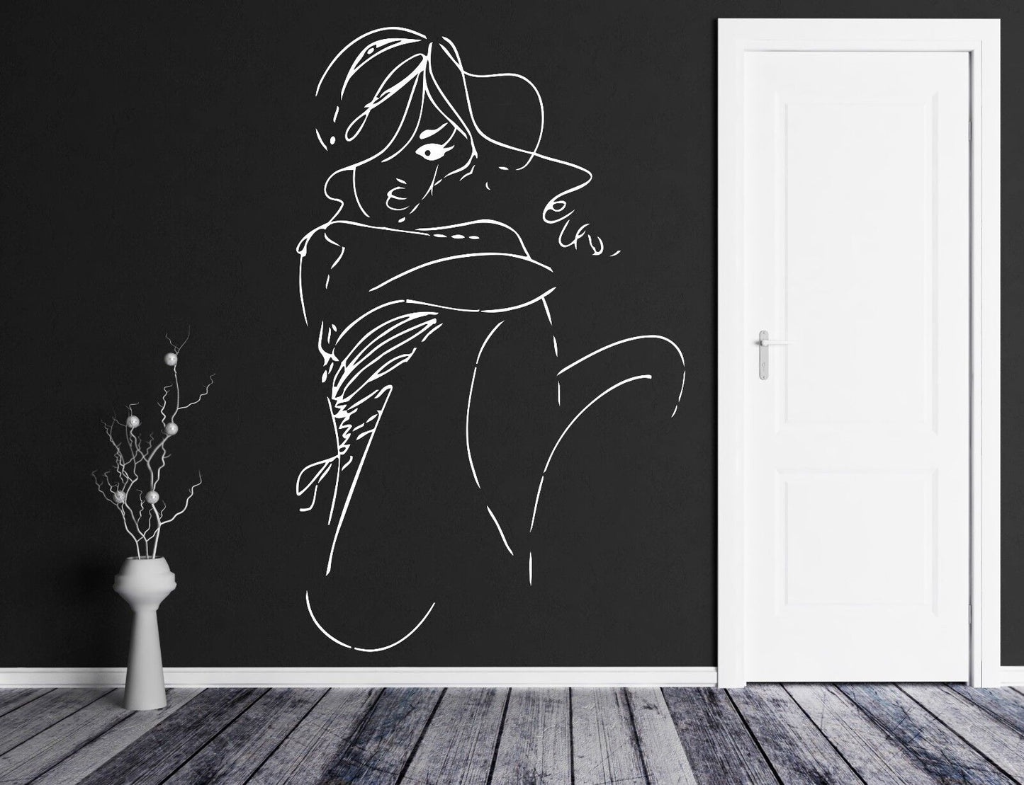 Wall Vinyl Sticker Decal Beautiful Girl Sketch Abstract Woman Art Decor (m554)